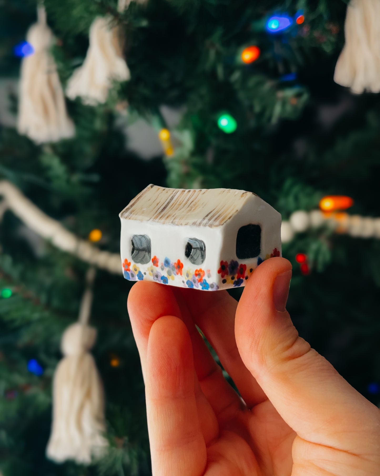 Mini Ceramic House, Tan Roof