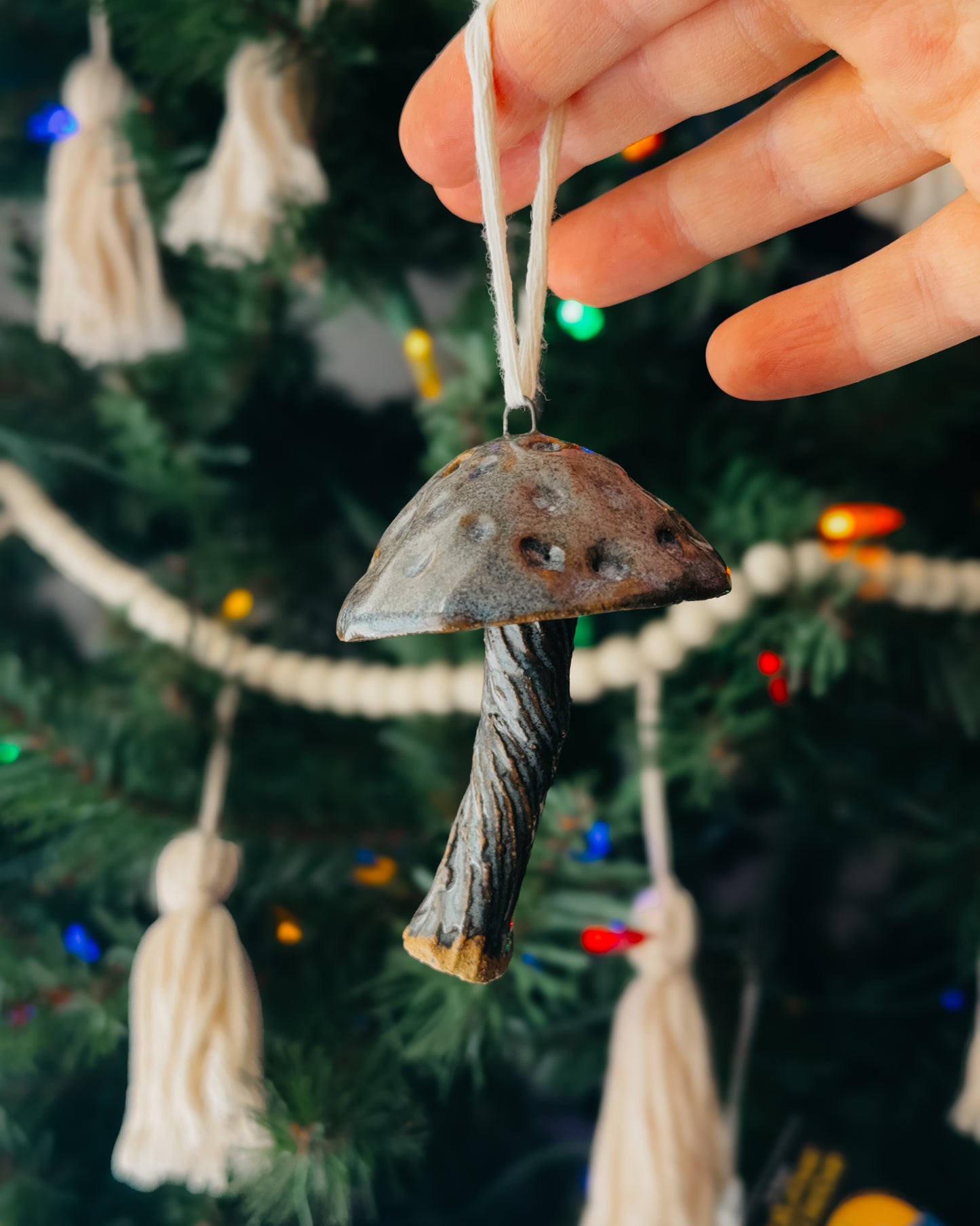 Spotted Blue Mushroom Ornaments, Small