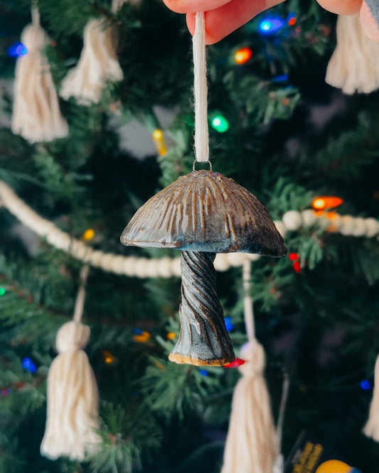 Gilled Blue Mushroom Ornaments, Small