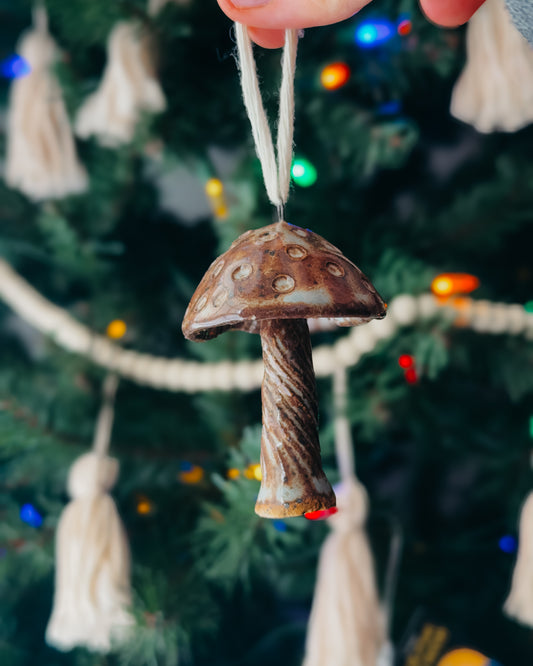 Spotted Blue/Brown Mushroom Ornaments, Small